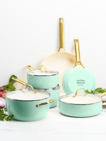 Batterie de cuisine avec revêtement antiadhésif Padova, 10 élém., Vert menthe, blanc crème, doré, Lot de différentes tailles