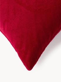 Housse de coussin 50x50 en velours avec motif tufté Darva, 100 % velours de coton, Rouge, larg. 50 x long. 50 cm