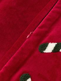 Housse de coussin 50x50 en velours avec motif tufté Darva, 100 % velours de coton, Rouge, larg. 50 x long. 50 cm