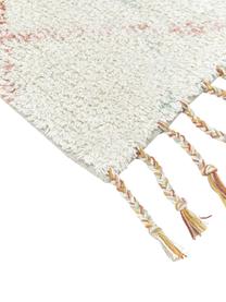 Tapis de bain écru à franges Safari, 100 % coton, Ecru, multicolore, larg. 50 x long. 70 cm