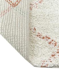 Tappeto bagno colorato con frange Safari, 100% cotone, Ecru, multicolore, Larg. 50 x Lung. 70 cm