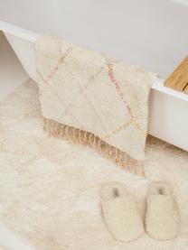 Tappeto bagno colorato con frange Safari, 100% cotone, Ecru, multicolore, Larg. 50 x Lung. 70 cm