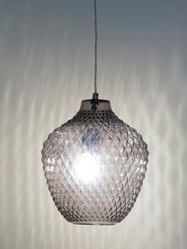 Lampada piccola a sospensione in vetro Lee, Paralume: vetro, Baldacchino: metallo cromato, Grigio, trasparente, cromo, Ø 27 x Alt. 33 cm