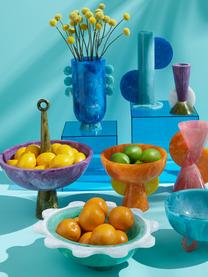 Handgefertigte Vase Mustique in Marmor-Optik, H 27 cm, Acryl, poliert, Marmor-Optik Blautöne, B 19 x H 27 cm