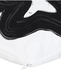 Povlak na polštář s abstraktním potiskem Brush, Černá/bílá