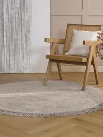 Tappeto rotondo in cotone fatto a mano con frange Daya, Beige chiaro, Ø 120 cm (taglia S)