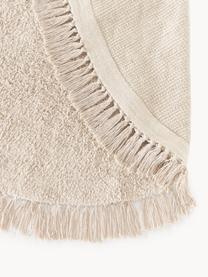 Tappeto rotondo in cotone fatto a mano con frange Daya, Beige chiaro, Ø 120 cm (taglia S)