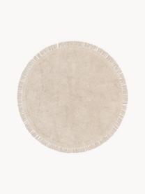 Rond katoenen vloerkleed Daya met franjes, handgetuft, Lichtbeige, Ø 120 cm (maat S)