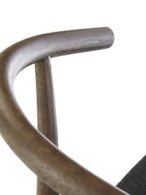 Silla con reposabrazos York, Estructura: madera de roble curtida, Asiento: cuerda trenzada, Negro, marrón oscuro, An 54 x F 54 cm