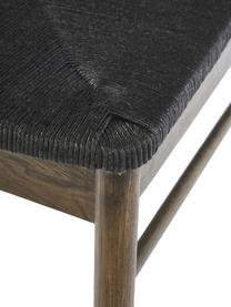 Silla con reposabrazos York, Estructura: madera de roble curtida, Asiento: cuerda trenzada, Negro, marrón oscuro, An 54 x F 54 cm