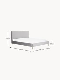 Cama tapizada en terciopelo Peace, Tapizado: terciopelo de poliéster R, Estructura: madera de pino maciza con, Patas: metal Este producto está , Terciopelo gris claro, An 140 x L 200 cm