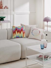 Housse de coussin réversible bordure passepoilée Drew, 100 % coton, Multicolore, blanc, larg. 40 x long. 40 cm
