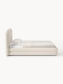 Cama tapizada Solomon, Tapizado: 100% poliéster Alta resis, Estructura: madera contrachapada, Patas: plástico Este producto es, Tejido Off White, An 140 x L 200 cm