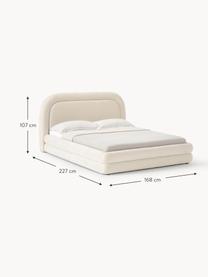 Cama tapizada Solomon, Tapizado: 100% poliéster Alta resis, Estructura: madera contrachapada, Patas: plástico Este producto es, Tejido Off White, An 140 x L 200 cm