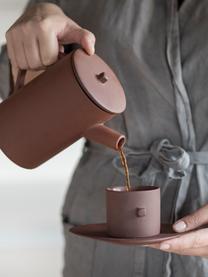 Tazas de café con platitos Clay, 2 uds., Gres, Marrón mate, Ø 9 x Al 6 cm, 170 ml