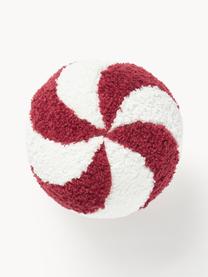 Coussin rond en peluche Dotty, Rouge, blanc, Ø 28 cm