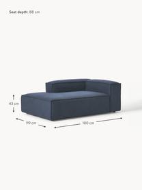 Ottomane-Eckmodul Lennon, Bezug: 100 % Polyester Der strap, Gestell: Massives Kiefernholz FSC-, Füße: Kunststoff, Webstoff Dunkelblau, B 119 x T 180 cm, Eckteil links