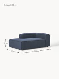 Chaise longue hoekmodule Lennon, Bekleding: 100% polyester De slijtva, Frame: massief grenenhout, multi, Poten: kunststof Dit product is , Geweven stof donkerblauw, B 119 x D 180 cm, hoekdeel links