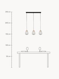 Závěsné svítidlo Ella, Tlumeně bílá, světlé dřevo, Š 79 cm, V 20 cm