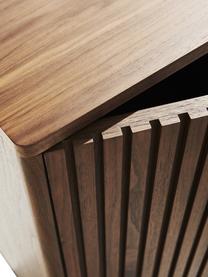 Credenza alta con fronte scanalato Rue, Pannello MDF (fibra a media densità) con impiallacciatura di noce, Legno, Larg. 70 x Alt. 100 cm