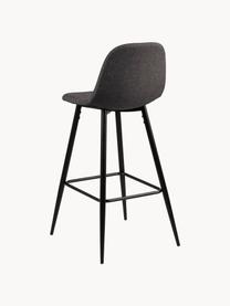 Barstoelen Wilma, 2 stuks, Bekleding: polyester De bekleding he, Frame: gelakt metaal, Geweven stof donkergrijs, B 44 x H 91 cm