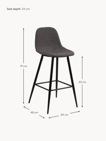 Barstoelen Wilma, 2 stuks, Bekleding: polyester De bekleding he, Frame: gelakt metaal, Geweven stof donkergrijs, B 44 x H 91 cm