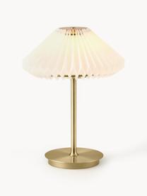 Kleine mobiele LED tafellamp Paris To Go, dimbaar, Lampenkap: kunstvezel, Wit, goudkleurig, Ø 22 x H 28 cm