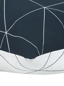 Funda de almohada de algodón Marla, Azul marino y blanco crema estampado, An 45 x L 85 cm