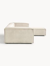 Canapé modulable 4 places en velours côtelé avec pouf Lennon, Velours côtelé beige clair, larg. 327 x prof. 207 cm