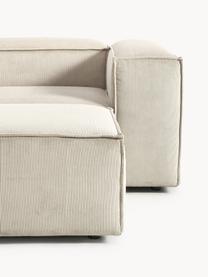 Modulares Sofa Lennon (4-Sitzer) aus Cord mit Hocker, Bezug: Cord (92 % Polyester, 8 %, Gestell: Massives Kiefernholz, Spe, Füße: Kunststoff Dieses Produkt, Cord Hellbeige, B 327 x T 207 cm