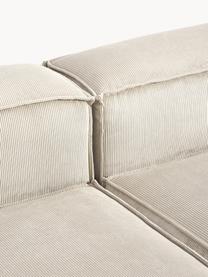Modulares Sofa Lennon (4-Sitzer) aus Cord mit Hocker, Bezug: Cord (92 % Polyester, 8 %, Gestell: Massives Kiefernholz, Spe, Füße: Kunststoff Dieses Produkt, Cord Hellbeige, B 329 x T 207 cm