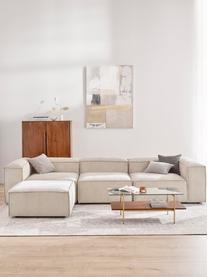 Modulares Sofa Lennon (4-Sitzer) aus Cord mit Hocker (links/rechts), Bezug: Cord (92 % Polyester, 8 %, Gestell: Massives Kiefernholz, Spe, Füße: Kunststoff Dieses Produkt, Cord Hellbeige, B 329 x T 207 cm