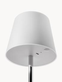 Dimmbare Tischlampe Fausta mit USB-Anschluss, Lampenschirm: Kunststoff, Lampenfuß: Metall, beschichtet, Silberfarben, Weiß, Ø 13 x H 37 cm