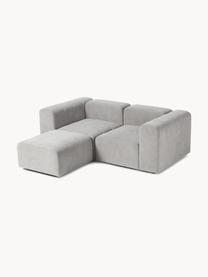 Canapé modulable 3 places avec pouf Lena, Tissu gris clair, larg. 209 x prof. 181 cm