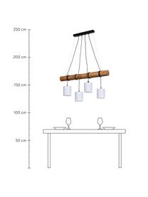 Grote hanglamp Pietro van hout, Lampenkap: stof, Baldakijn: gecoat metaal, Bruin, wit, B 90 cm x H 140 cm