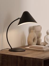 Bureaulamp Nathan in zwart, Lampenkap: gecoat metaal, Lampvoet: gecoat metaal, Zwart, D 32 x H 40 cm