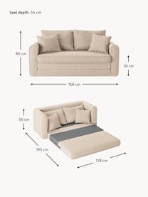 Sofa rozkładana Lido (2-osobowa), Tapicerka: poliester imitujący len D, Nogi: tworzywo sztuczne, Jasnobeżowa tkanina, S 158 x G 69 cm