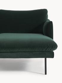 Samt-Ecksofa Moby, Bezug: Samt (Hochwertiger Polyes, Gestell: Massives Kiefernholz, Füße: Metall, pulverbeschichtet, Samt Dunkelgrün, B 280 x T 160 cm, Eckteil rechts