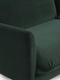 Samt-Ecksofa Moby, Bezug: Samt (Hochwertiger Polyes, Gestell: Massives Kiefernholz, Füße: Metall, pulverbeschichtet, Samt Dunkelgrün, B 280 x T 160 cm, Eckteil rechts