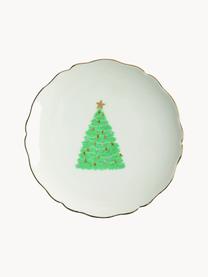 Handbemalte Dessertteller Feast mit weihnachtlichem Design, 6er-Set, Porzellan, Weiss, Bunt, Ø 13 cm