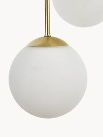 Cluster hanglamp Edie van opaalglas, Decoratie: vermessingd metaal, Wit, goudkleurig, B 30 x D 30 cm