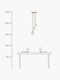 Cluster hanglamp Edie van opaalglas, Decoratie: vermessingd metaal, Wit, goudkleurig, B 30 x D 30 cm