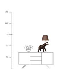 Grosse Boho-Tischlampe Elephant, Lampenschirm: Leinen, Stange: Stahl, pulverbeschichtet, Taupe, Braun, 52 x 74 cm