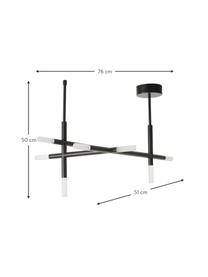 Plafón grande LED Gratia, Estructura: metal con pintura en polv, Anclaje: metal con pintura en polv, Negro, blanco, An 76 x Al 50 cm
