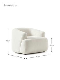 Fauteuil en tissu peluche Sofia de Rianne Meijer, Tissu bouclé blanc crème, larg. 96 x haut. 70 cm