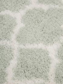 Alfombra redonda de pelo largo Mona, Parte superior: 100% polipropileno, Reverso: 78% yute, 14% algodón, 8%, Verde menta, blanco crema, Ø 150 cm (Tamaño M)