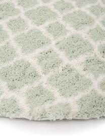 Runder Hochflor-Teppich Mona in Mintgrün/Creme, Flor: 100% Polypropylen, Mintgrün, Cremeweiss, Ø 150 cm (Grösse M)