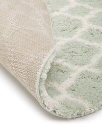 Tapis moelleux à poils longs Mona, Vert menthe, blanc crème, Ø 150 cm (taille M)