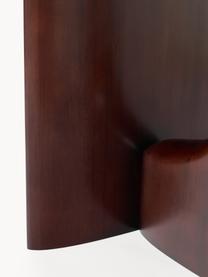 Mesa auxiliar redonda de madera Miya, con tablero de vidrio, Tablero: vidrio, Patas: madera de álamo maciza co, Madera de álamo pintada marrón oscuro, transparente, Ø 53 x Al 55 cm