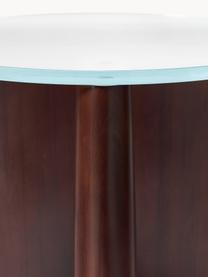 Table d'appoint ronde en bois avec plateau en verre Miya, Bois de peuplier, brun foncé laqué, transparent, Ø 53 cm, haut. 55 cm
